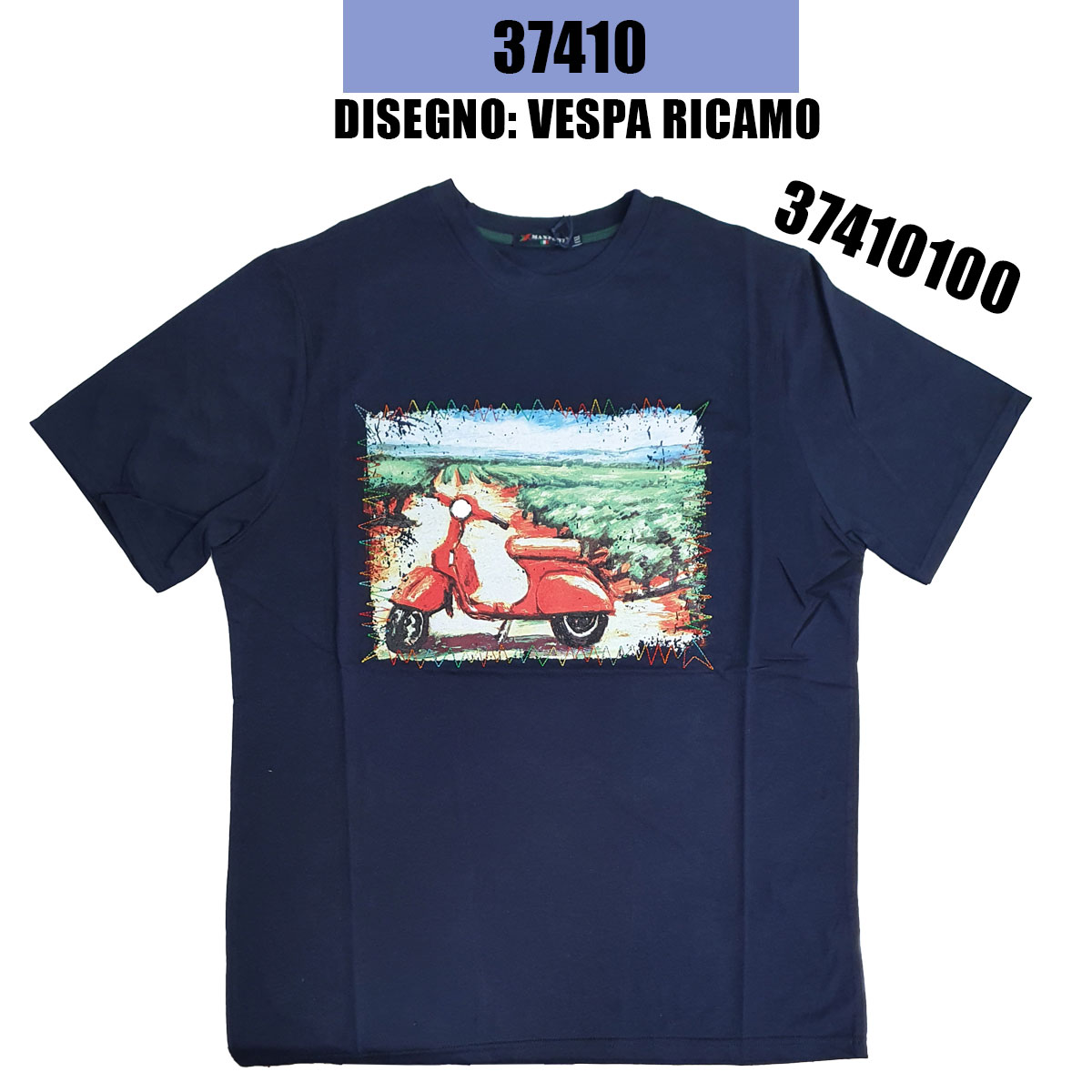 T-Shirt uomo Maxfort girocollo art 37410 disegno vespa ricamo taglie maxi - immagine 3