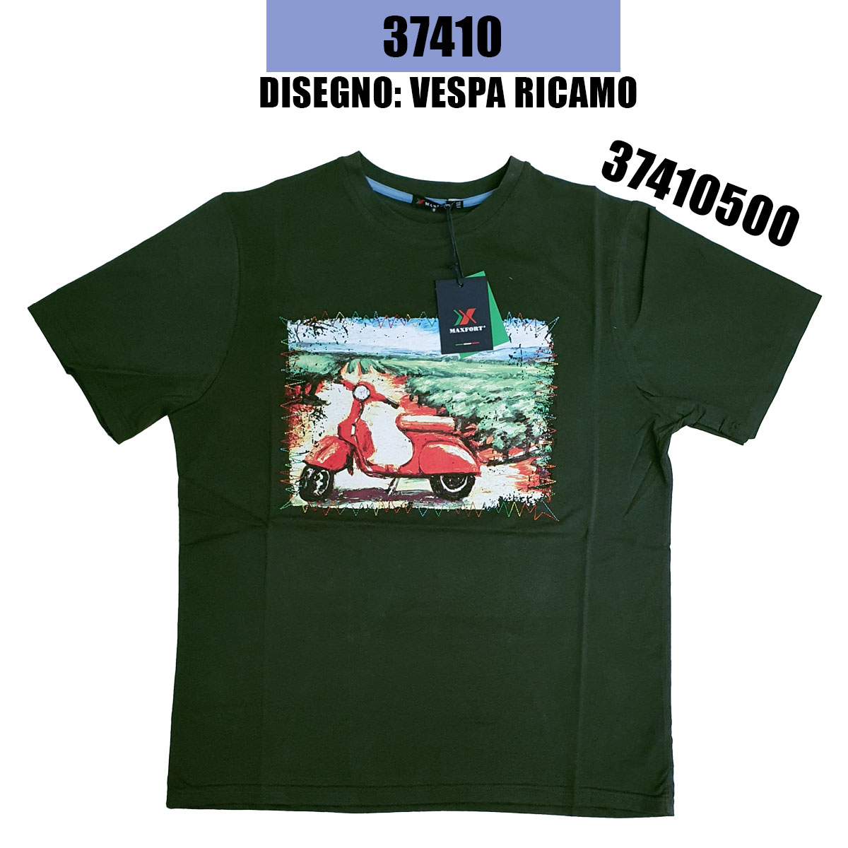 T-Shirt uomo Maxfort girocollo art 37410 disegno vespa ricamo taglie maxi - immagine 4