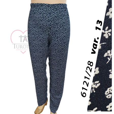 Pantalone donna classico viscosa modello 6121/28  Aertre fiori colore  blu 13