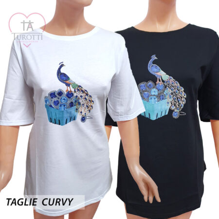 T-SHIRT OVER Donna Sophia Curvy girocollo MAM23091 mezza manica  taglia over