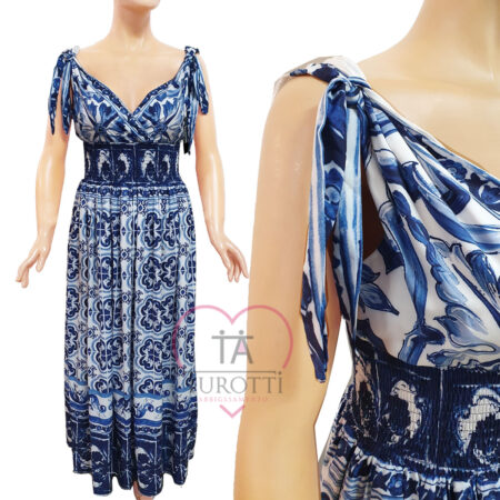 Abito donna lungo elasticizzato B221 Mauro Menichetti  blu