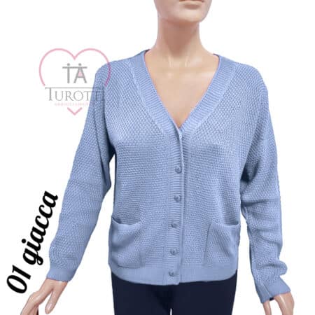 Cardigan donna collo V bottoni misto cotone art 01 giacca  vari colori Moda Italia Carpi - immagine 2
