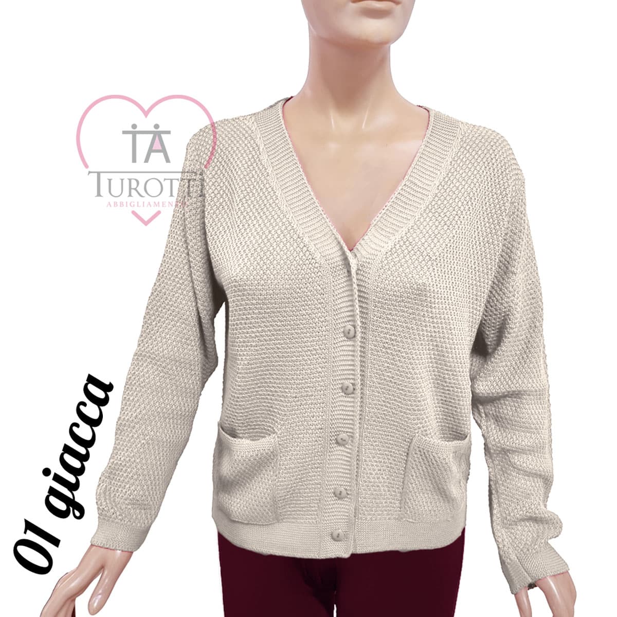 Cardigan donna collo V bottoni misto cotone art 01 giacca