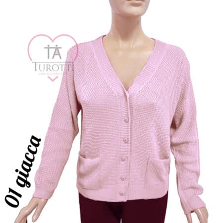 Cardigan donna collo V bottoni misto cotone art 01 giacca  vari colori Moda Italia Carpi - immagine 6