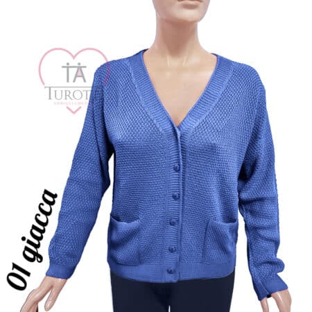 Cardigan donna collo V bottoni misto cotone art 01 giacca  vari colori Moda Italia Carpi - immagine 7