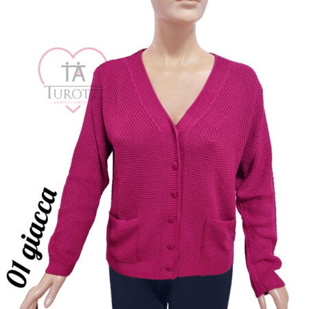 Cardigan donna collo V bottoni misto cotone art 01 giacca  vari colori Moda Italia Carpi - immagine 4