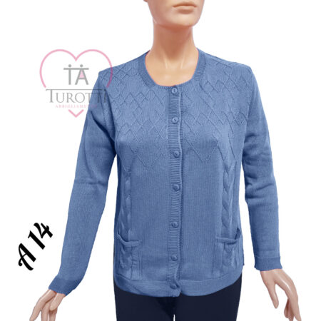 Cardigan donna collo coreana bottoni misto cotone art A14  vari colori Moda Italia Carpi - immagine 3