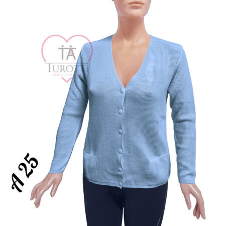 Cardigan donna collo V bottoni misto cotone art A25  vari colori Moda Italia Carpi - immagine 2