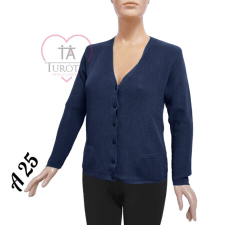 Cardigan donna collo V bottoni misto cotone art A25  vari colori Moda Italia Carpi - immagine 4
