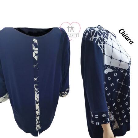 Maglia misto viscosa Donna Chiara Sempre Bella blu bianco fantasy - immagine 2