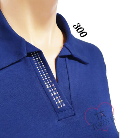 Polo Donna manica lunga strass sullo scollo E 300 Perlarara - immagine 2