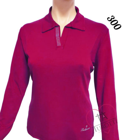 Polo Donna manica lunga strass sullo scollo E 300 Perlarara - immagine 5