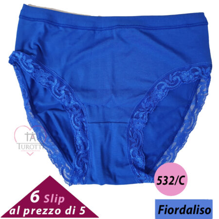 slip midi JADEA 532/C pizzo una confezione  da 6 al prezzo di 5 colore fiordaliso - immagine 2