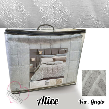 GF Ferrari Trapuntino matrimoniale tessuto jacquard  Alice tinto in filo variante grigio con disegno in rilievo - immagine 2