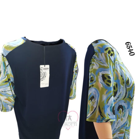 Maglia Donna misto viscosa 6540 Sempre Bella blu verdino fantasy - immagine 2