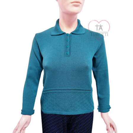 Polo donna manica lunga misto cotone art 1324 A&S verde