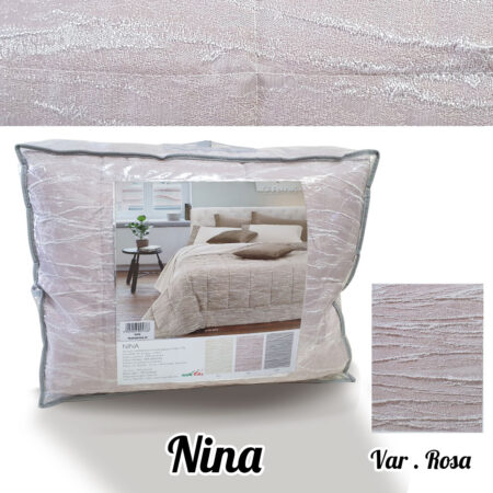 Trapuntino matrimoniale GF Ferrari  Nina tessuto jacquard tinto in filo  variante rosa con disegno in rilievo - immagine 2
