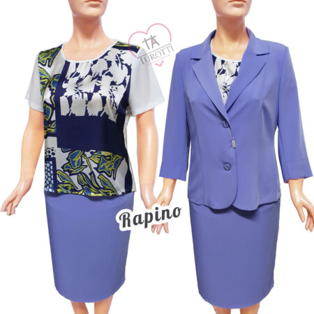 Completo Tailleur 3 pezzi Giacca Maglia Gonna Gocce di Elena art Rapino blu cina - immagine 2