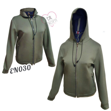 Giacca Donna con cappuccio non staccabile zip art EN030 Interno3 nr 8 beige panna - immagine 2