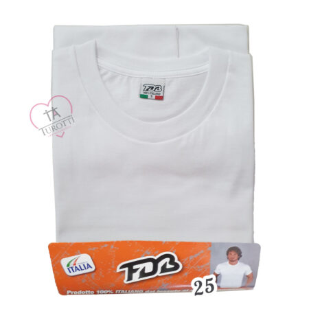 Maglia intima uomo FDB art 25 girocollo scollo alto cotone jersey bianco - immagine 2