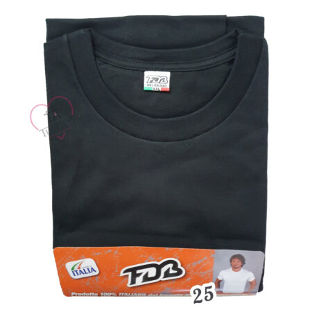 Maglia intima uomo over FDB art 25 girocollo scollo alto cotone jersey nero - immagine 2