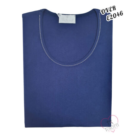 T-shirt Donna Over girocollo Perlarara  art E2046 con perline  sullo scollo colori assortiti - immagine 3