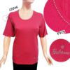 T-shirt Donna Over girocollo Perlarara  art E2046 con perline  sullo scollo colori assortiti