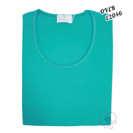 T-shirt Donna Over girocollo Perlarara  art E2046 con perline  sullo scollo colori assortiti - immagine 5