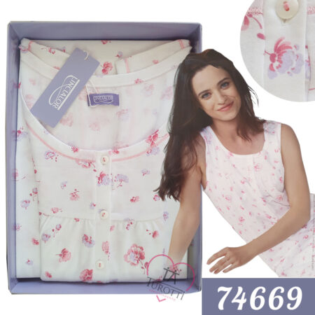 Linclalor Camicia da Notte donna spalla larga  art 74669 Serafino  bianco/confetto - immagine 3