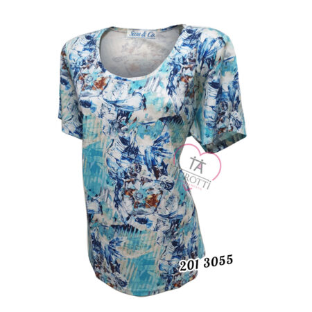 Maglia Donna misto viscosa Sam&Co  mezza manica  art 2013055 fiori con strass - immagine 3