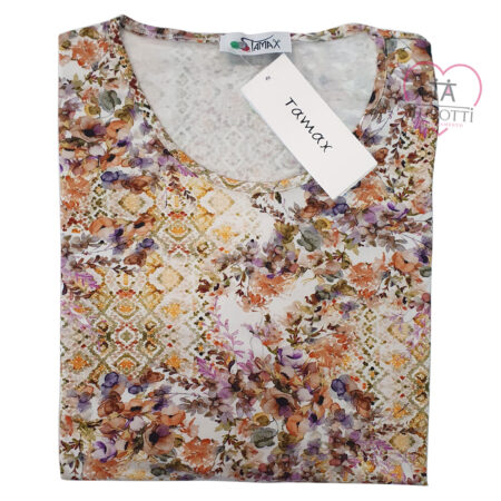 T-Shirt Over Donna misto viscosa fantasia multicolor art 2365/D Over Tamax - immagine 2