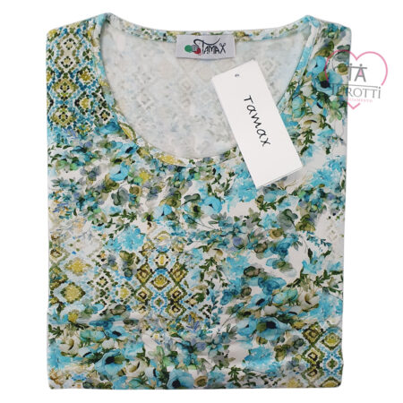 T-Shirt Over Donna misto viscosa fantasia multicolor art 2365/D Over Tamax - immagine 8