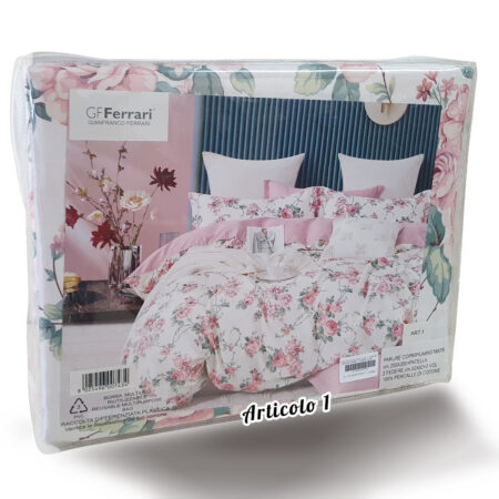 GF Ferrari  Parure copripiumino double face percalle di cotone matrimoniale art 1 variante rosa - immagine 2