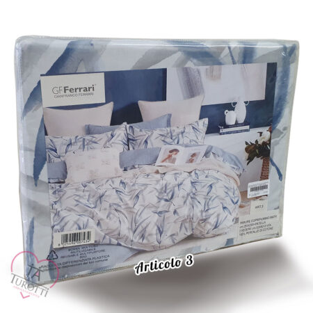 GF Ferrari  Parure copripiumino double face percalle di cotone matrimoniale art 3 variante azzurro - immagine 2