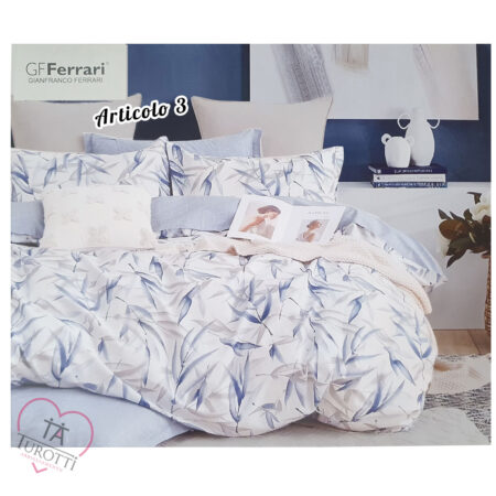 GF Ferrari  Parure copripiumino double face percalle di cotone matrimoniale art 3 variante azzurro