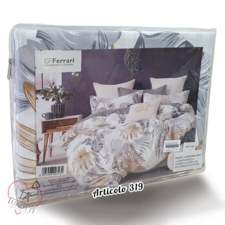 GF Ferrari  Parure copripiumino double face percalle di cotone matrimoniale art 319 variante grigio argento - immagine 2