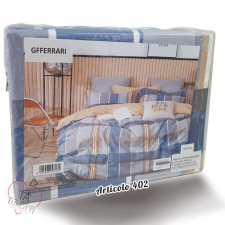 GF Ferrari  Parure copripiumino double face percalle di cotone matrimoniale art 402 variante azzurro - immagine 2