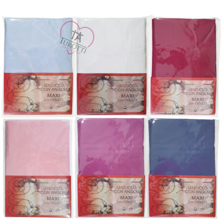 Lenzuolo Matrimoniale angoli Maxi 190x215 cm + angoli colori assortiti - immagine 3