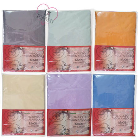 Lenzuolo Matrimoniale angoli Maxi 190x215 cm + angoli colori assortiti - immagine 2