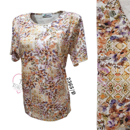 T-Shirt Over Donna misto viscosa fantasia multicolor art 2365/D Over Tamax