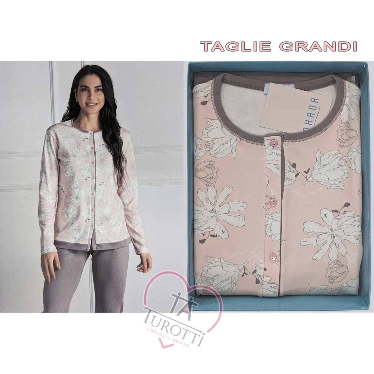 Pigiama Taglie Forti 58 60 donna interlock Ohana 21806