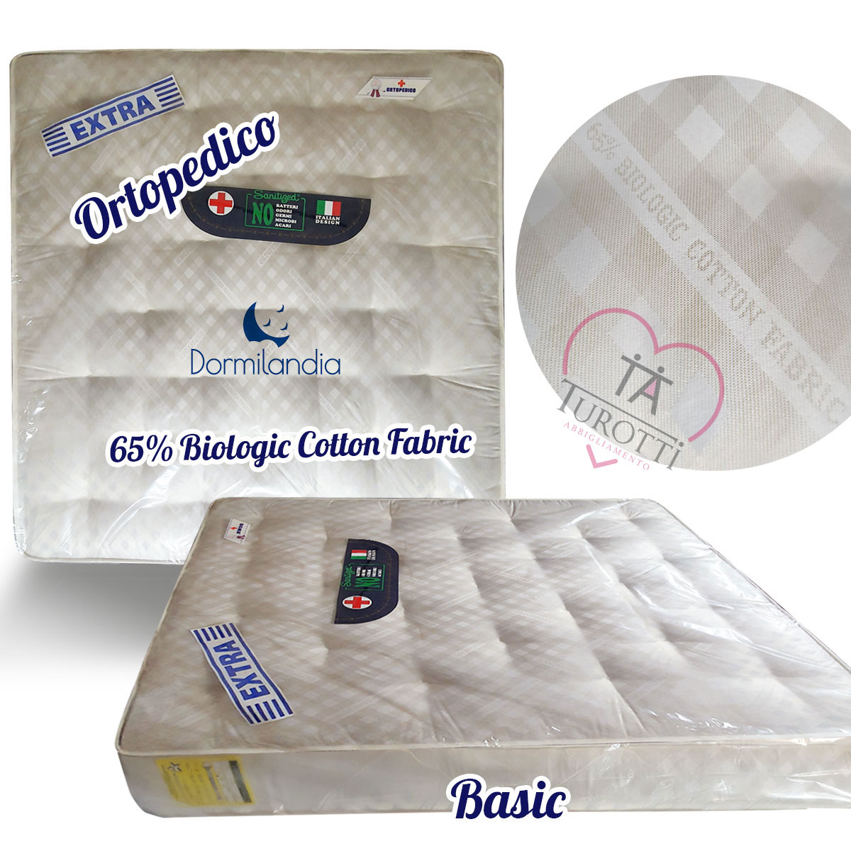Materasso Ortopedico matrimoniale Basic Biologic Cotton Fabric