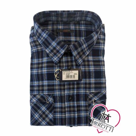 Camicia pesante a quadri azzurra nera blu azzurra