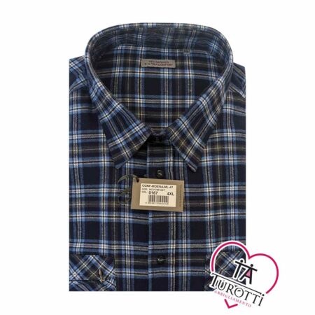 camicia taglie forti flanella quadrettoni blu