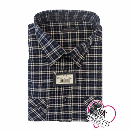 Camicia calda invernale a quadri blu