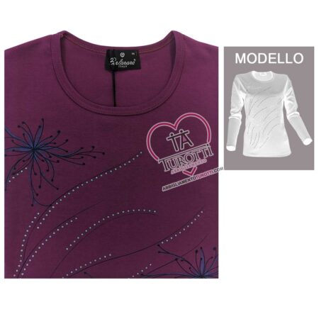 Maglia viola prugna da donna in cotone