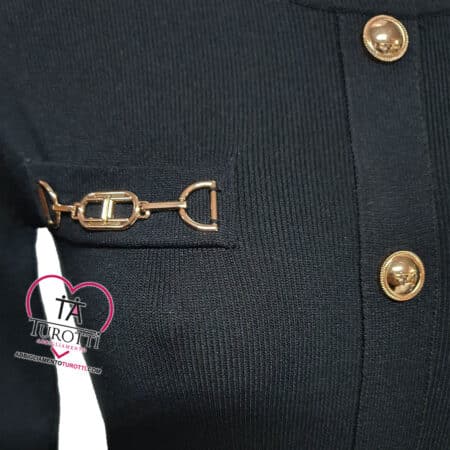 Abito donna nero D513 Mauro Menichetti con fibbie Cheval - immagine 2