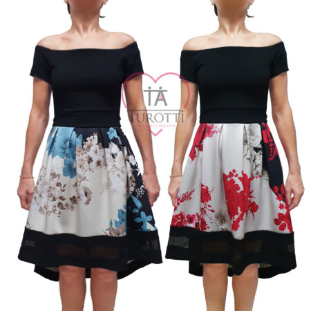 Rinascimento Abito Donna fiori manica scesa corpino tinta unita  CFC0115563  magenta