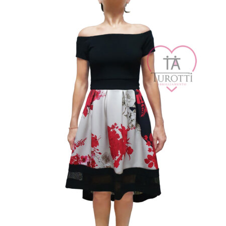 Rinascimento Abito Donna fiori manica scesa corpino tinta unita  CFC0115563  magenta - immagine 2