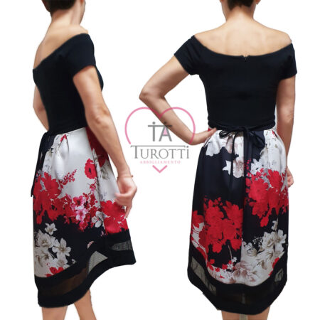 Rinascimento Abito Donna fiori manica scesa corpino tinta unita  CFC0115563  magenta - immagine 3